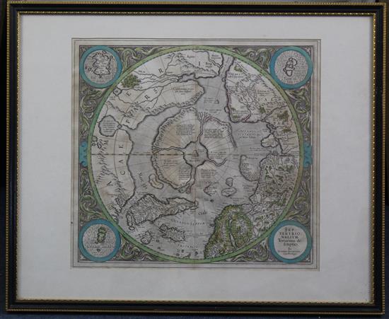 Gerard Mercator Polus Articus Mercator, Terrarum Circum Jacentium Descripto (Hondius 1630), 14.75 x 15.75in.
